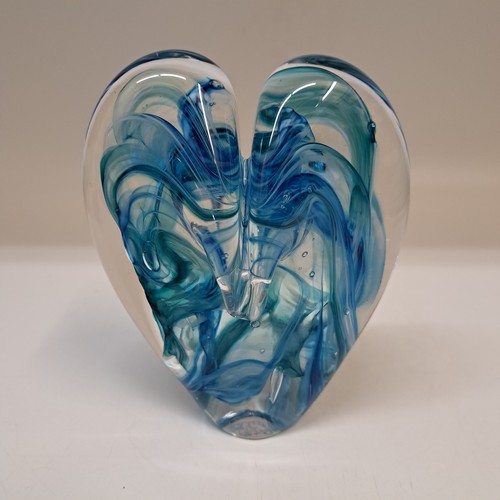 DG-170 Blown Glass Heart Abstract Aqua $112 at Hunter Wolff Gallery